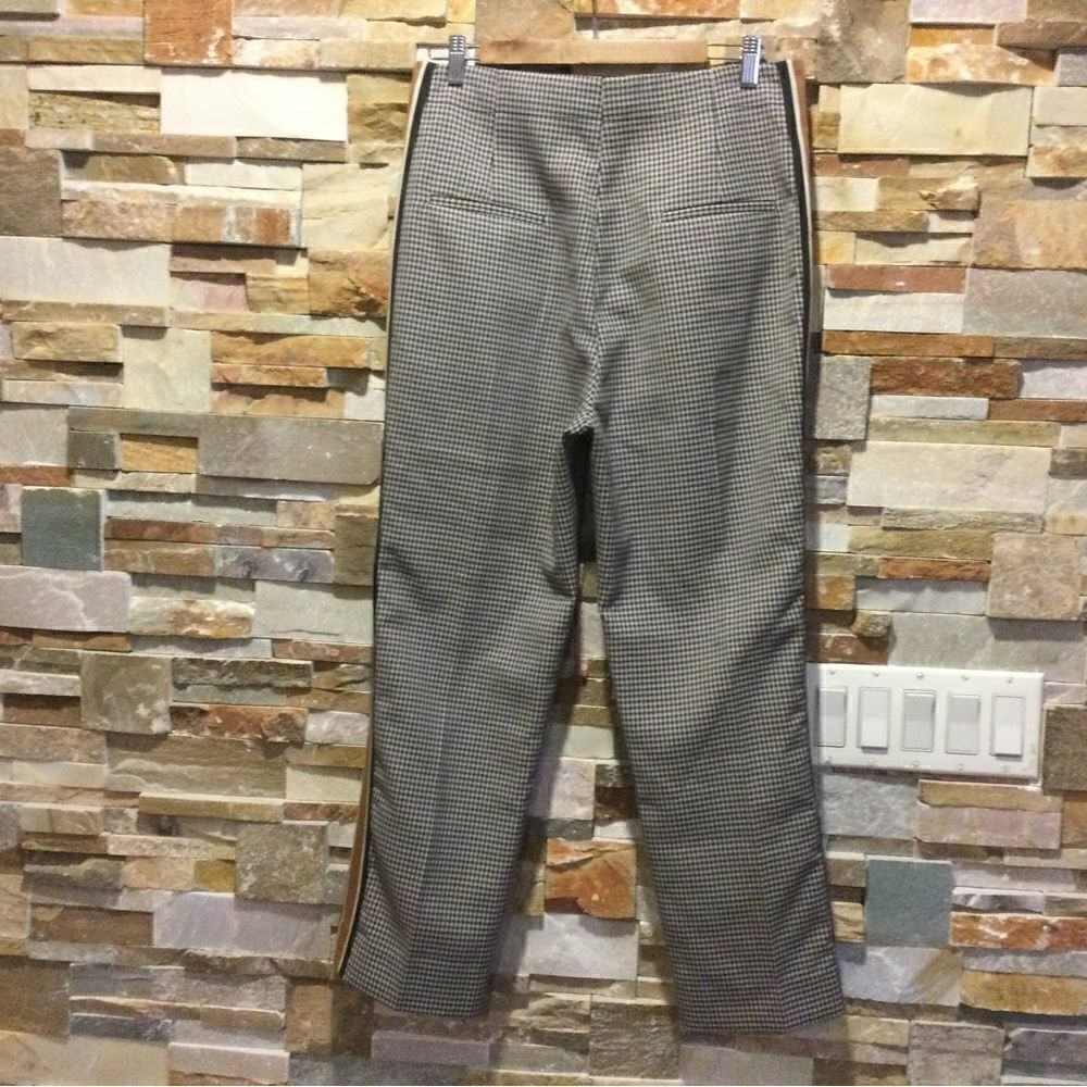SANDRO Straight Checked Pattern Side Stripes Pants - Picture 3 of 11